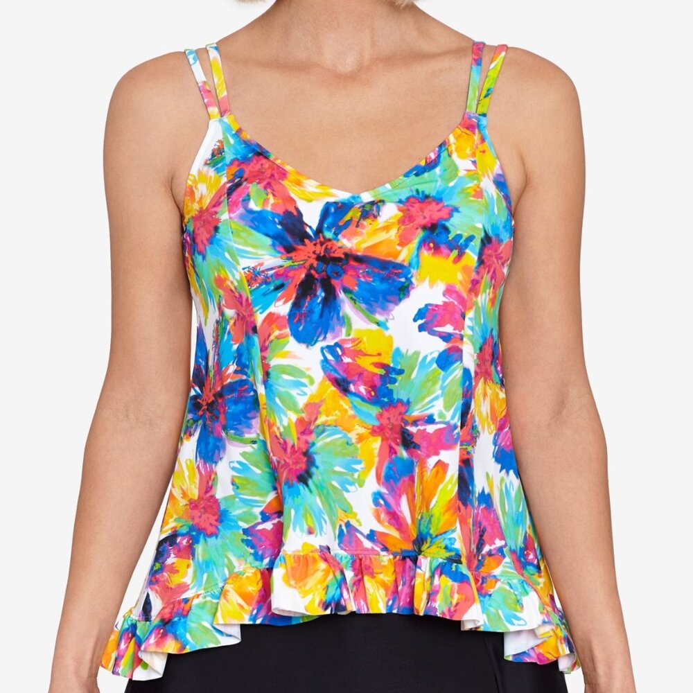 Swim Solution  Printed High-Low Tankini Top